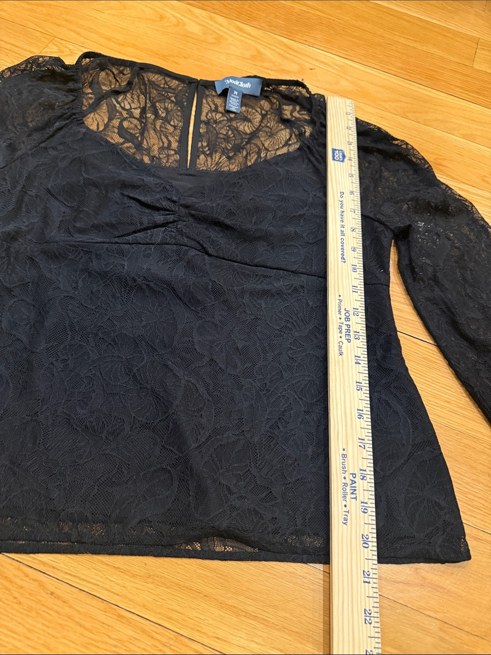 ModCloth women’s black lace long sleeve top size medium. - Picture 4 of 6